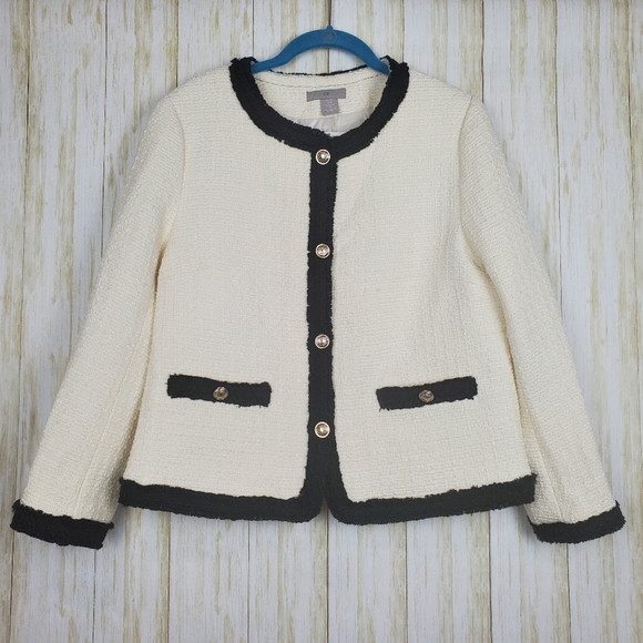 NWT H&M Black White Bouclé Jacket Medium